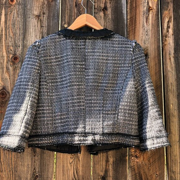 Apostrophe Cropped Tweed Ribbon Embellished Blazer Jacket 2 - Picture 7 of 13